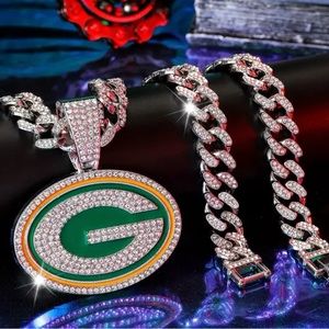 Green Bay Packers NFL silver iced out pendant 20” length sturdy 30g weight